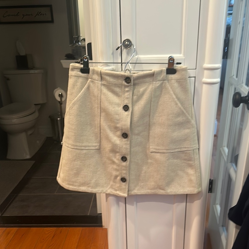 Banana Republic Cream Button-Front Skirt